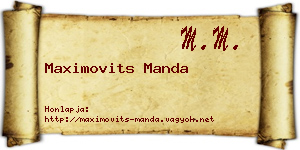Maximovits Manda névjegykártya